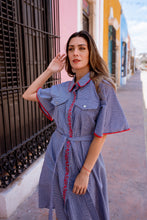 Load image into Gallery viewer, Betty Dress | Black Gingham with  Red Punto de Cruz
