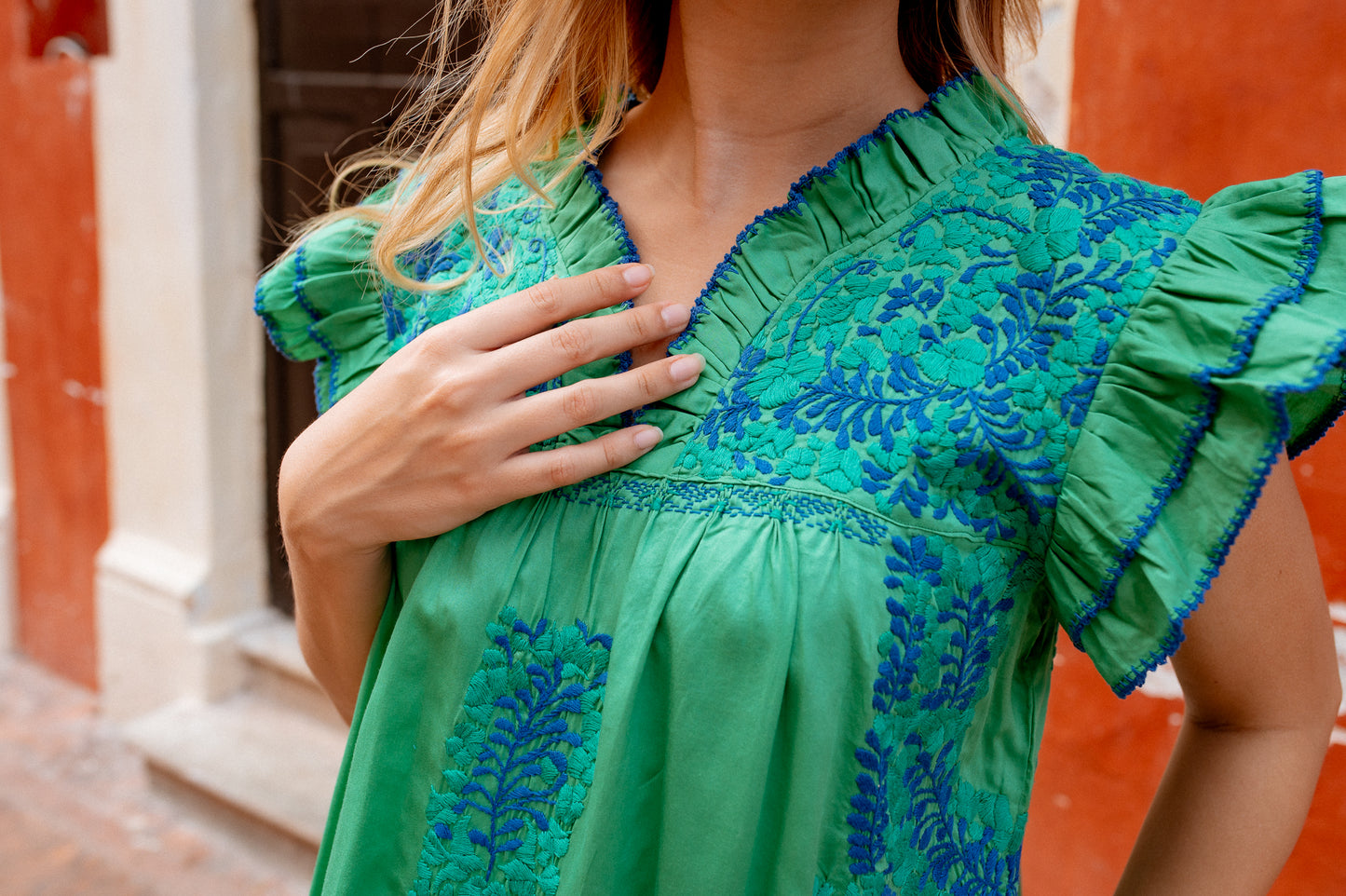 
                  
                    Antonia Green Maxi Dress | Blue
                  
                