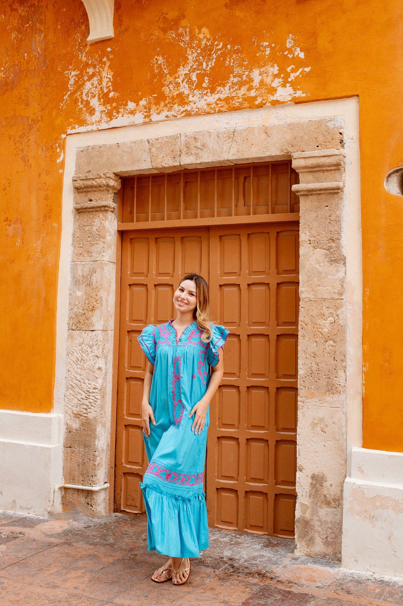 
                  
                    Antonia Turquoise Maxi Dress | Pink and Turquoise
                  
                
