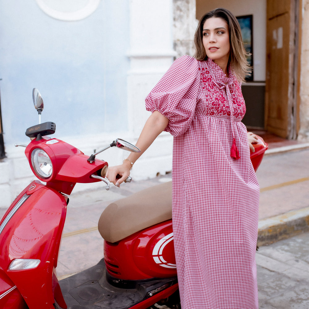 
                  
                    Josefa Punto de Cruz Dress | Red Gingham
                  
                
