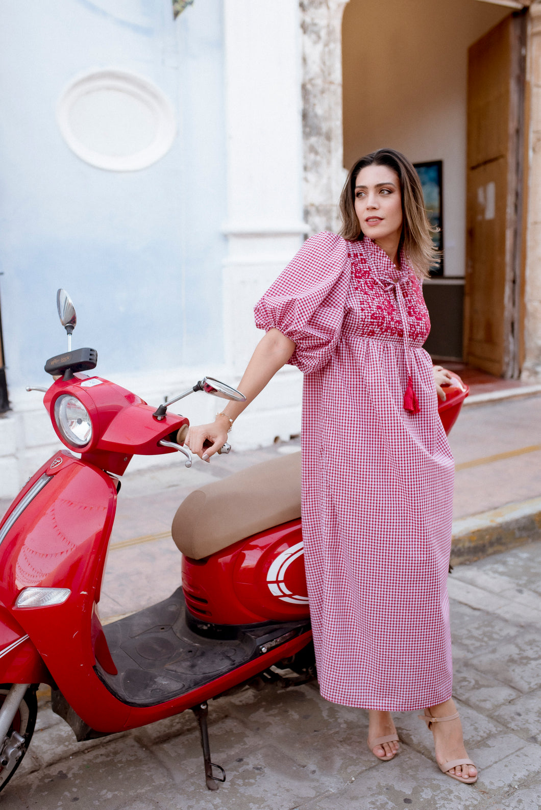 Josefa Punto de Cruz Dress | Red Gingham