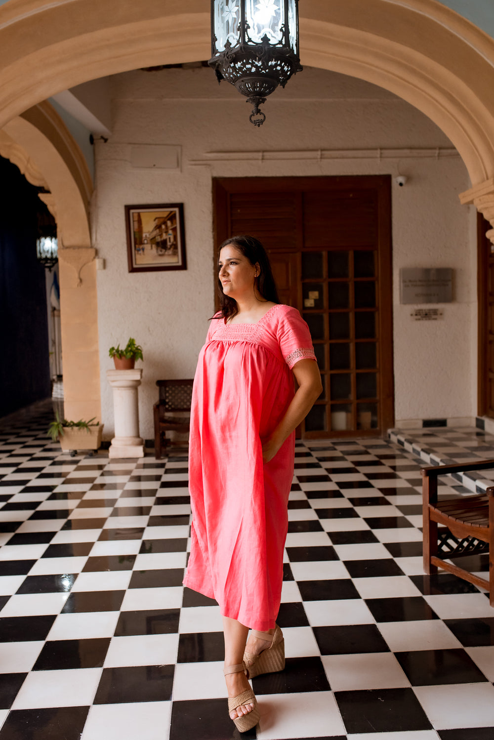 Sandra Dress | Coral Linen