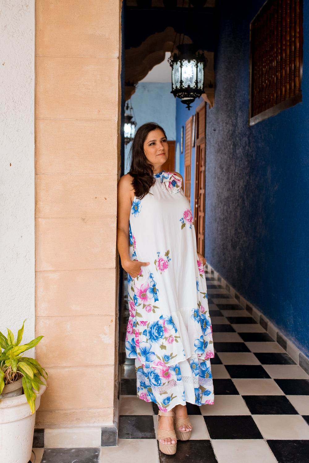 Alejandra Halter Deshilado Dress