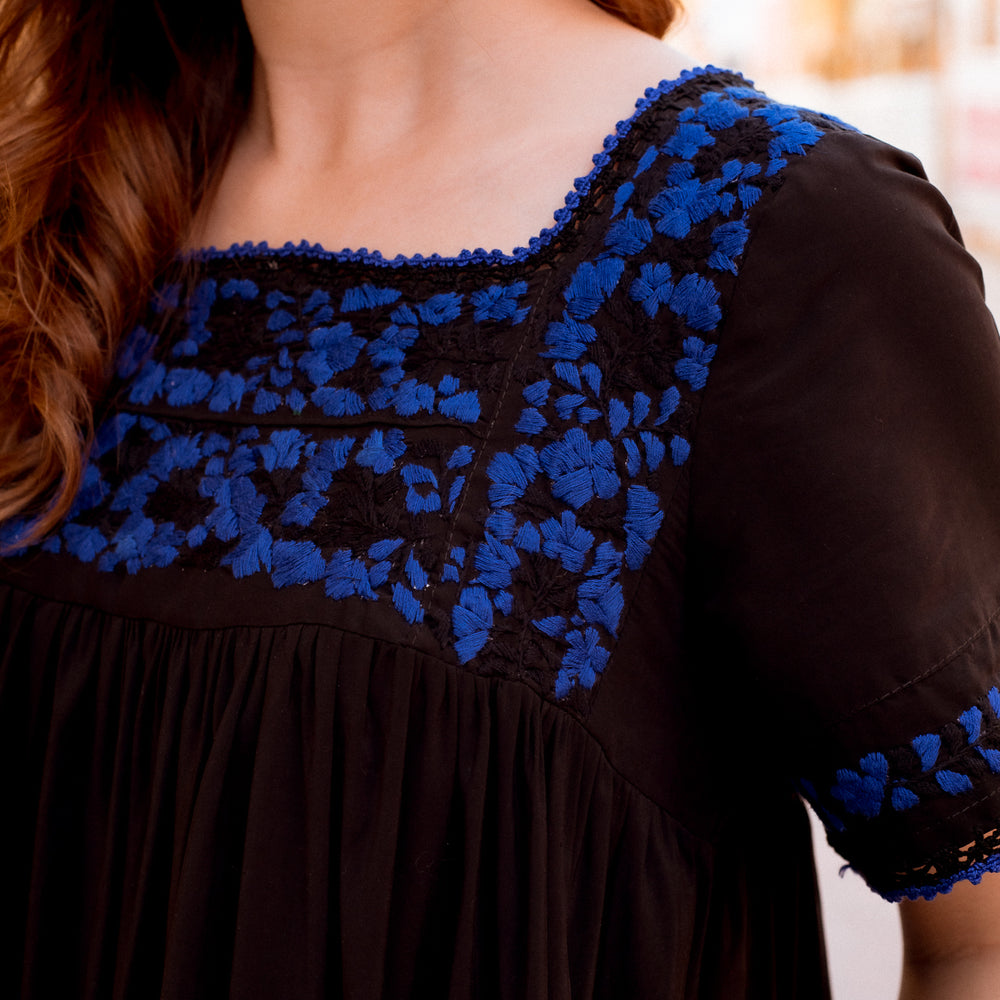 
                  
                    Sandra Dress | Black with Blue
                  
                