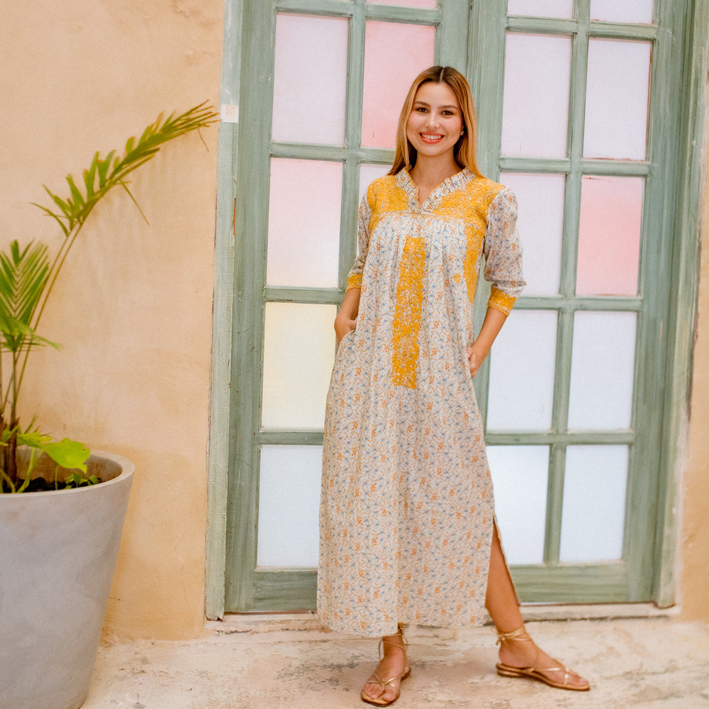 Carmen Dress | Floral - Gold