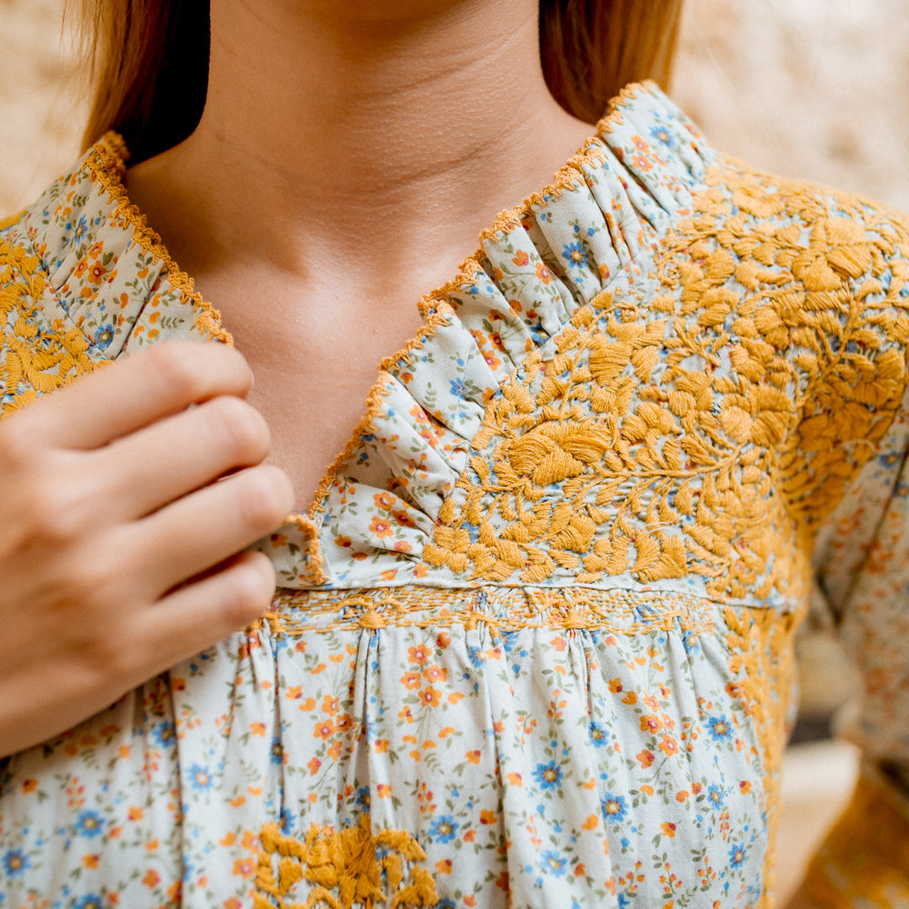 
                  
                    Carmen Dress | Floral - Gold
                  
                