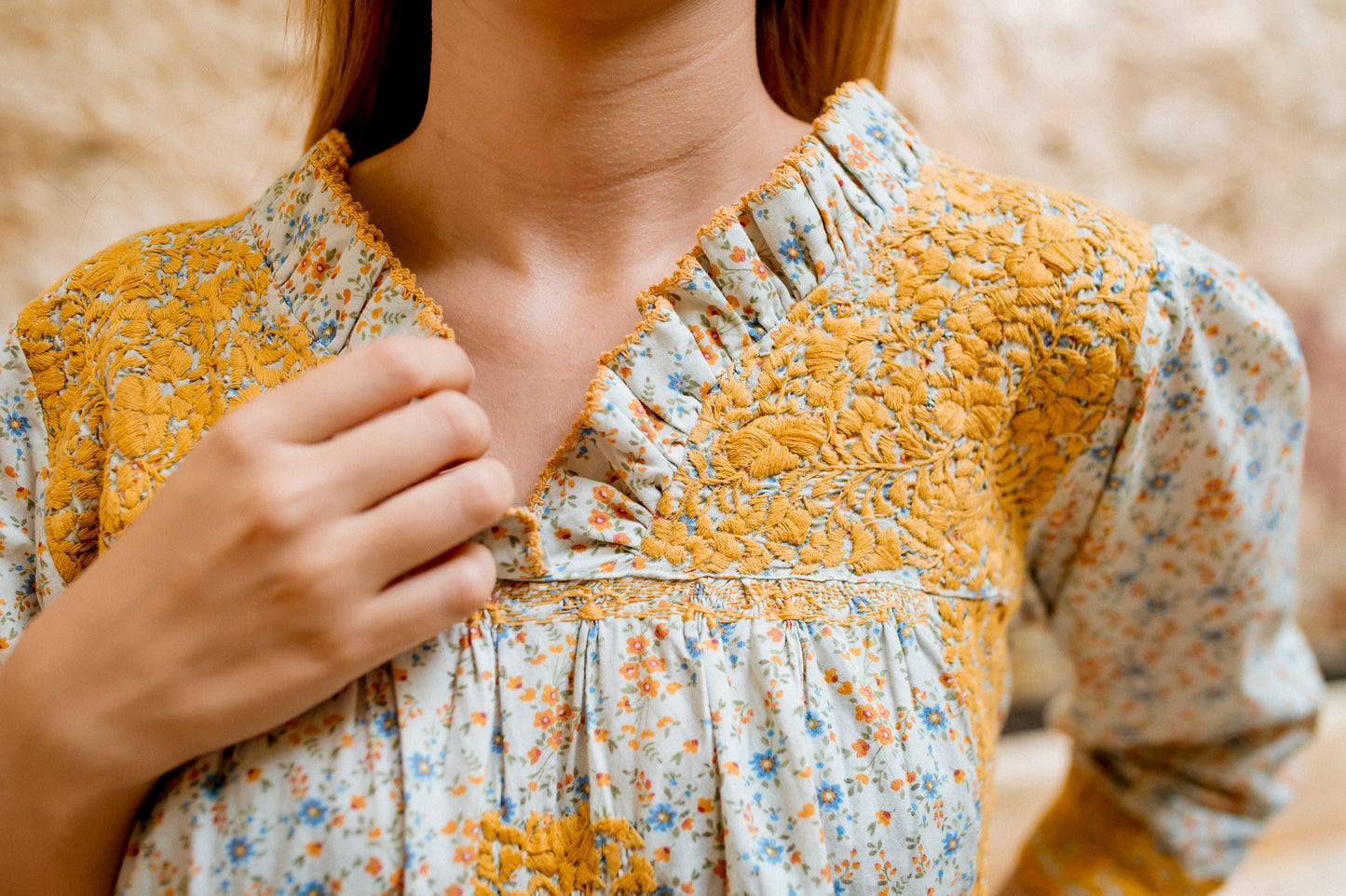 
                  
                    Carmen Dress | Floral - Gold
                  
                