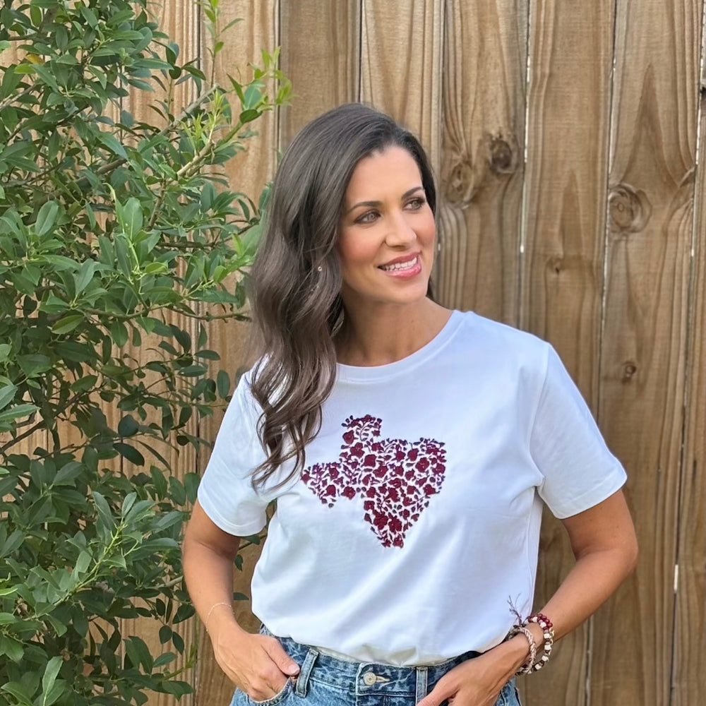 
                  
                    Howdy Yall shirt | White with Maroon
                  
                