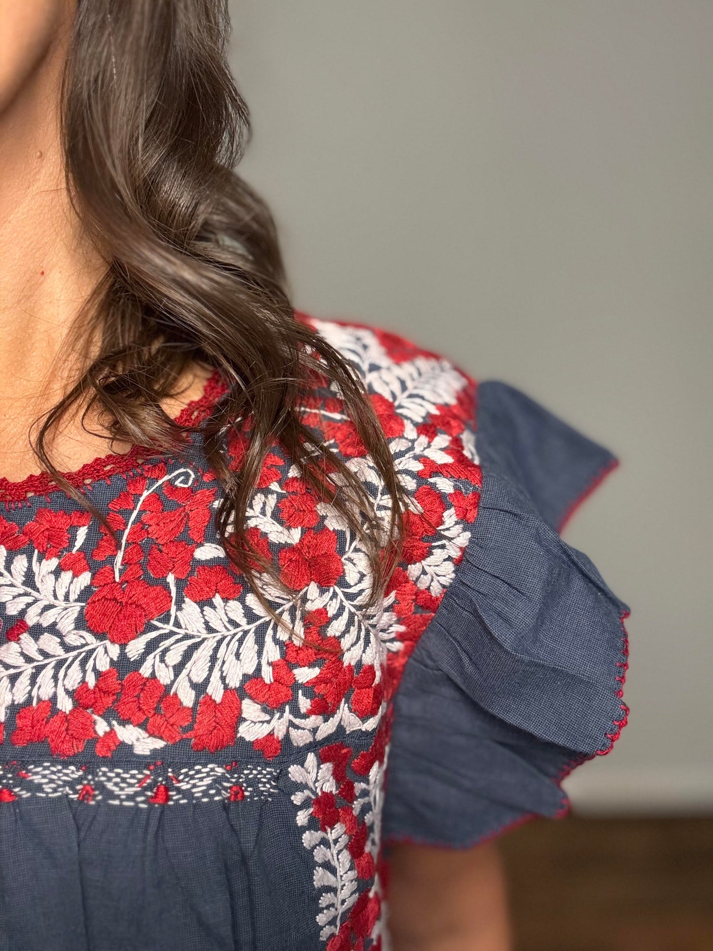 
                  
                    Sara Texas Dress | Navy Blue with Red and White
                  
                