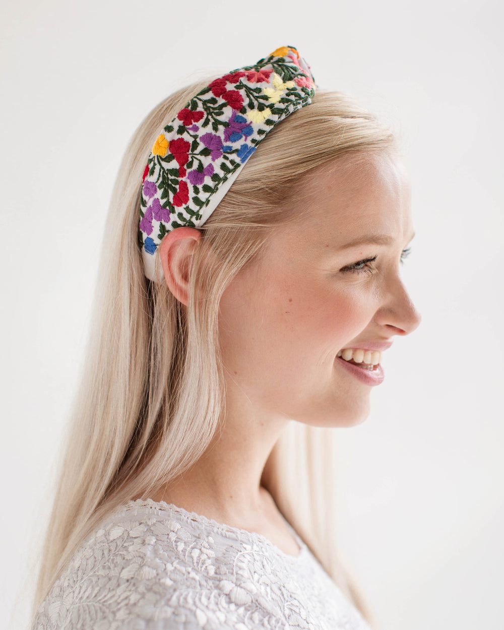 Frida Headband | White with Multicolor