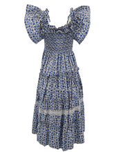 Load image into Gallery viewer, Pilar Deshilado Dress | Blue Floral
