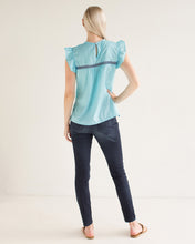 Load image into Gallery viewer, Ana Deshilado Top | Ruffle Sleeve Double Split Row in Blue or White *Final Sale*
