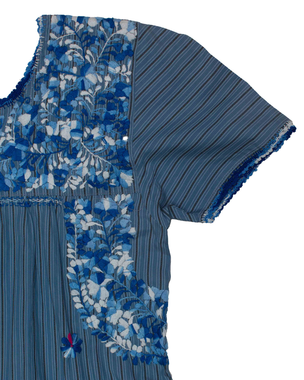 Gabriela Dress | Blue & Black Stripes with Blue Ombre