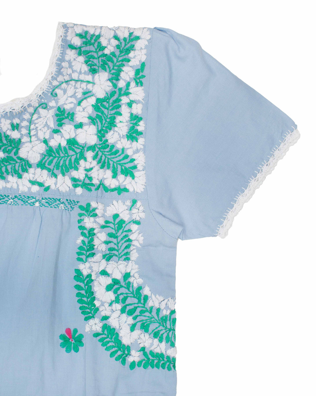 Gabriela Dress | Light Blue with White & Teal