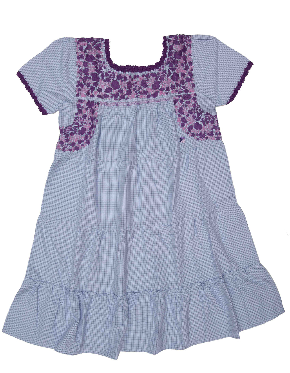 Girls Gabriela Dress | Blue Plaid with Purple