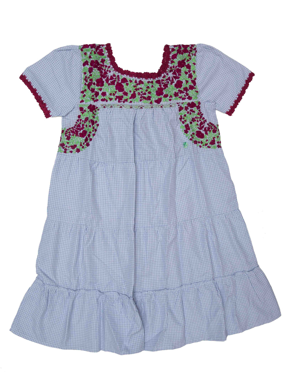 Girls Gabriela Dress | Blue Plaid with Maroon