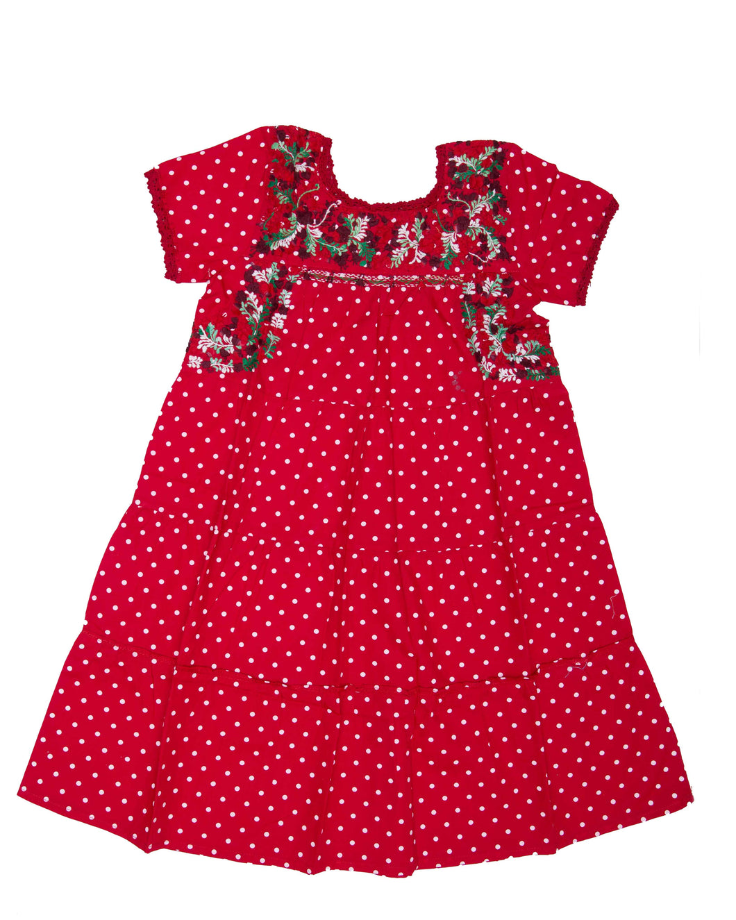Girls Gabriela Dress | Red & White Polka Dot with Red Ombre