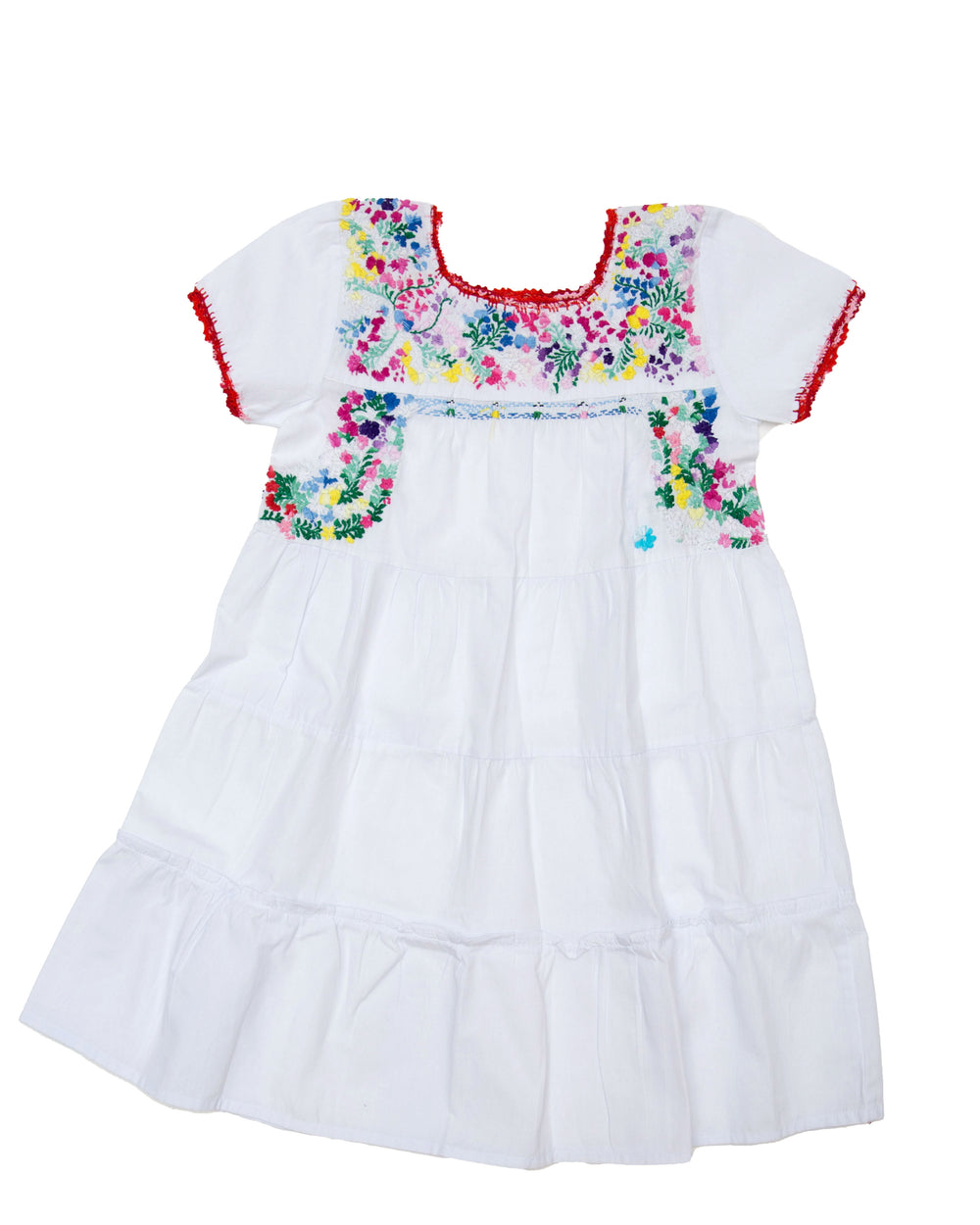 Girls Gabriela Dress | White with Light Multicolor