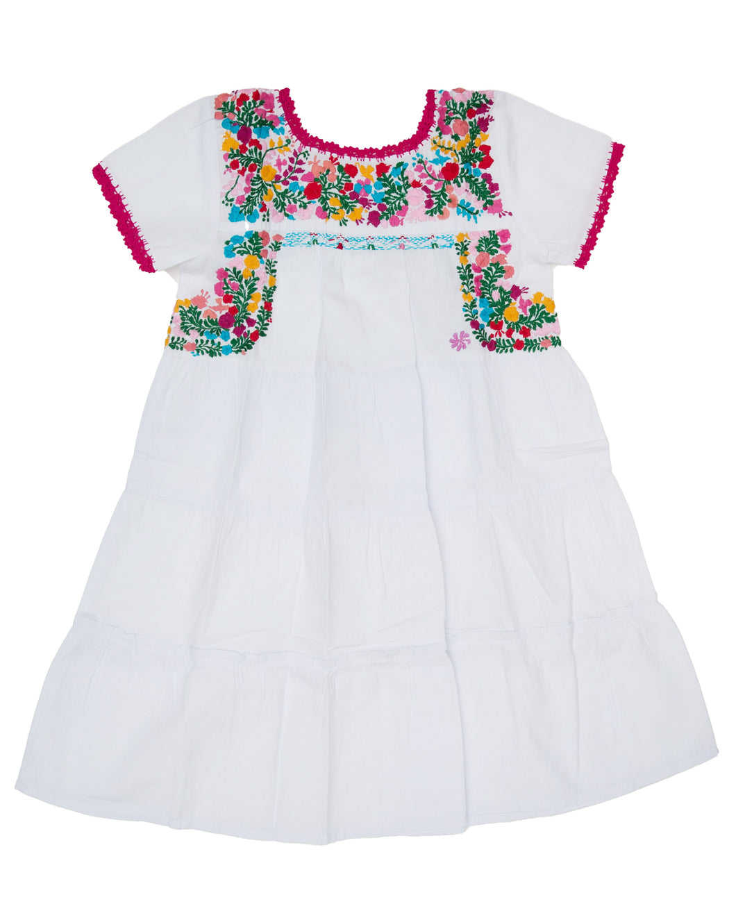 Girls Gabriela Dress | White with Multicolor