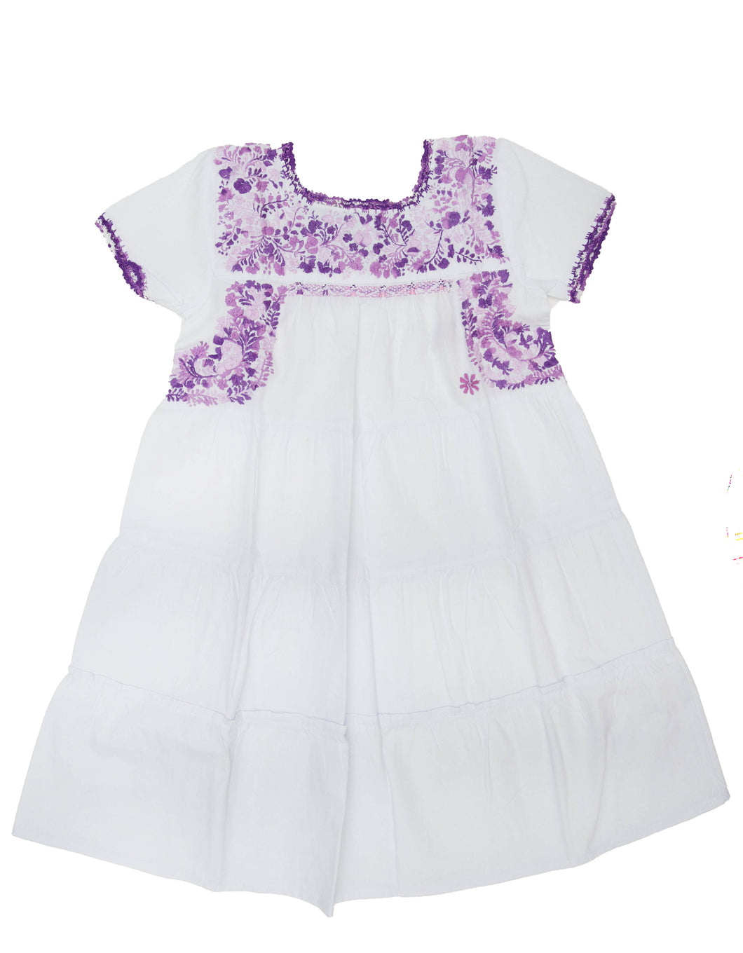 Girls Gabriela Dress | White with Purple Ombre