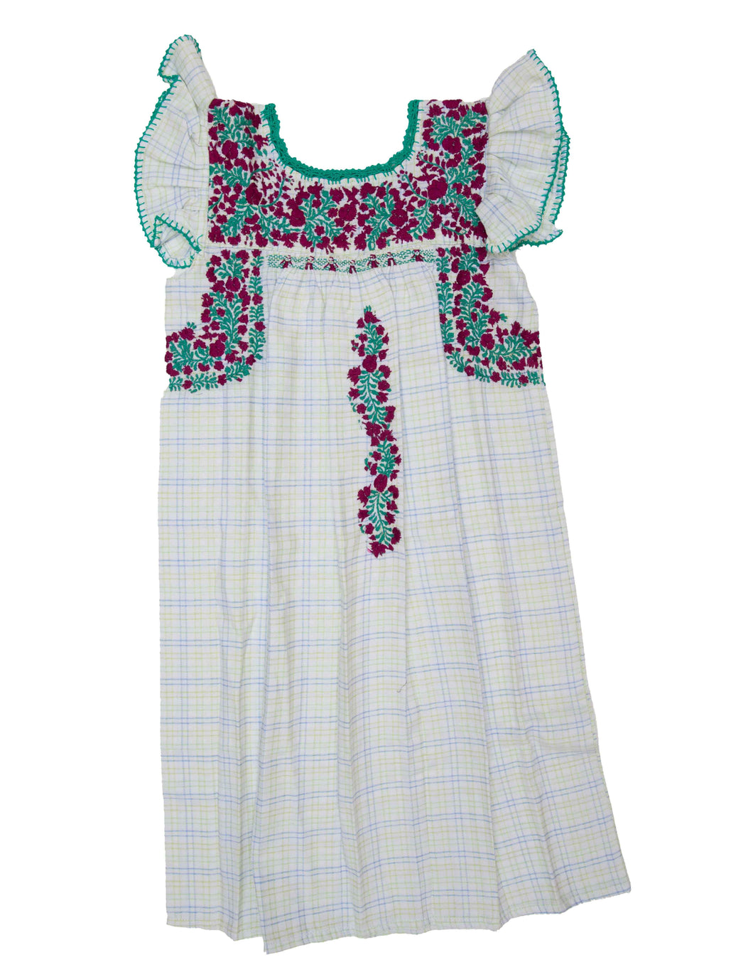 Girls Sara Dress | Green & Blue Plaid with Maroon & Teal