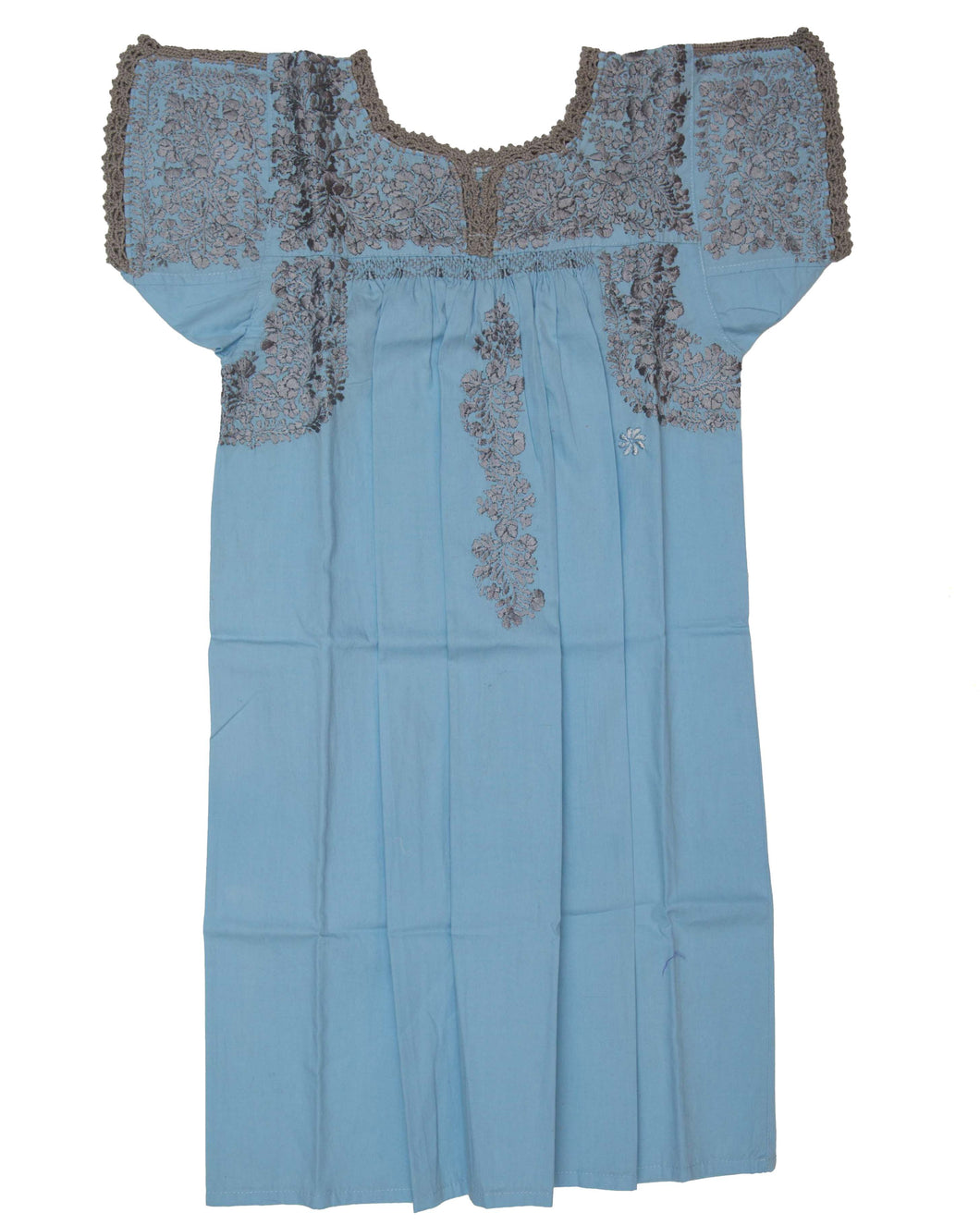 Girls Traditional Dress | Blue with Silver Silk