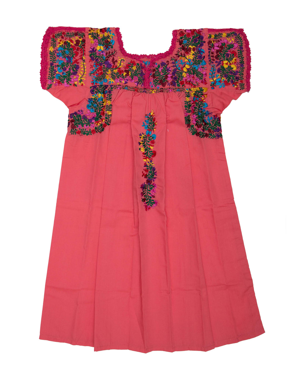 Girls Traditional Dress | Coral with Multicolor Silk