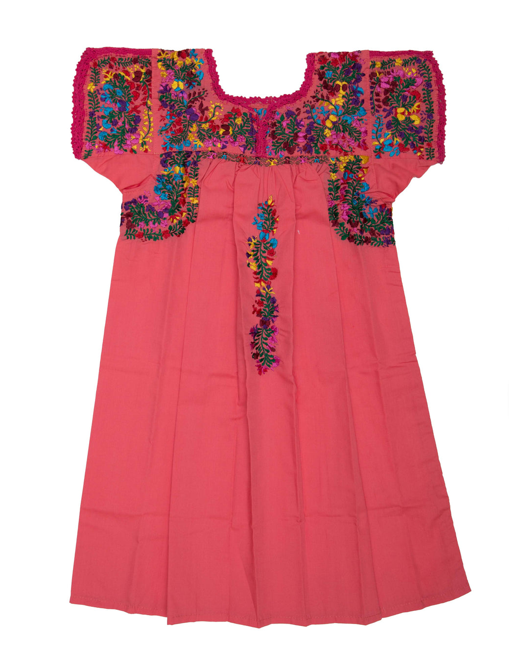 Girls Traditional Dress | Coral with Multicolor Silk