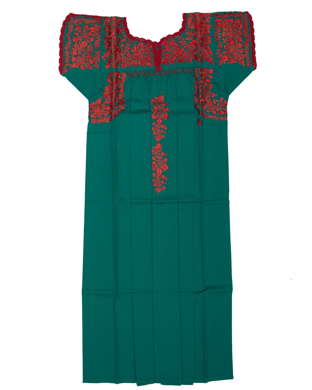 Girls Traditional Dress | Emerald Green & Red Silk
