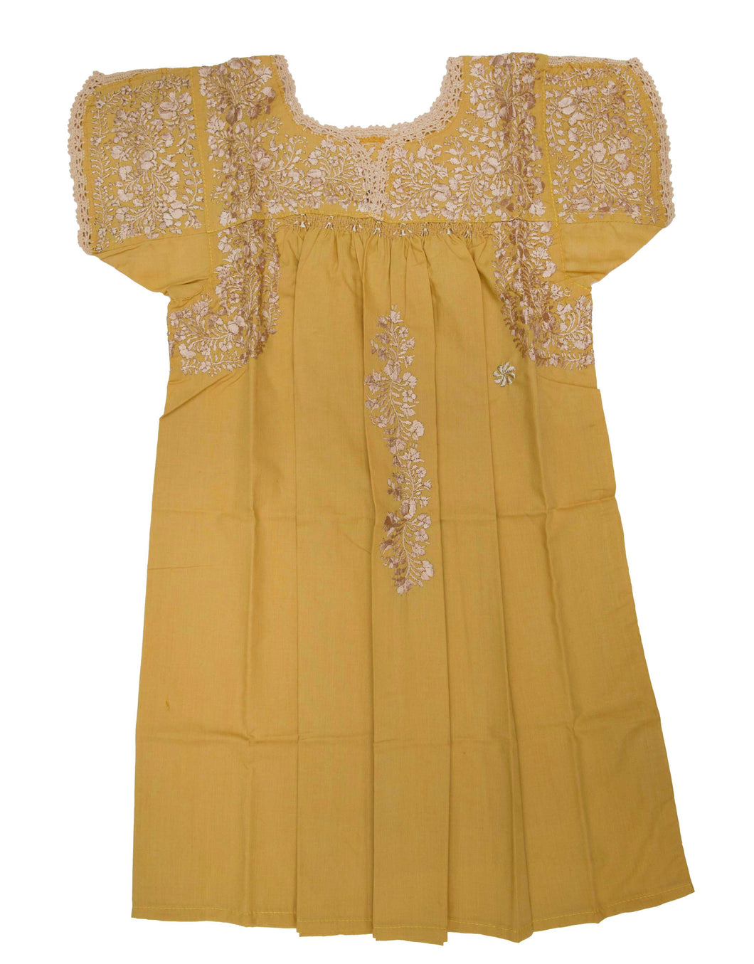 Girls Traditional Dress | Mustard Tan with Tan Silk