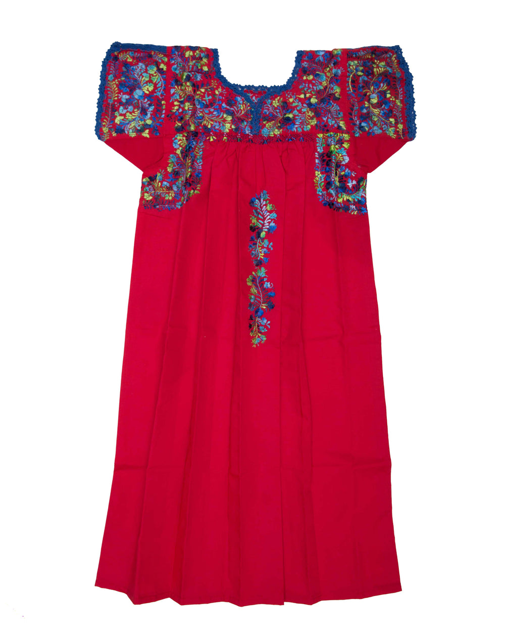 Girls Traditional Dress | Red with Blue Ombre Silk