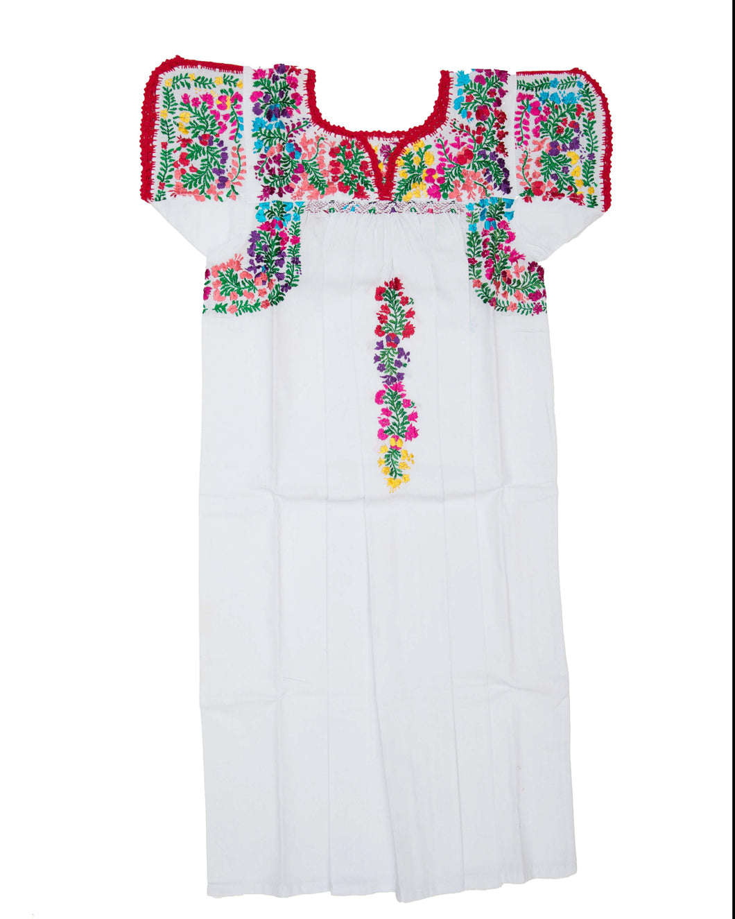 Girls Traditional Dress | White with Multicolor Silk