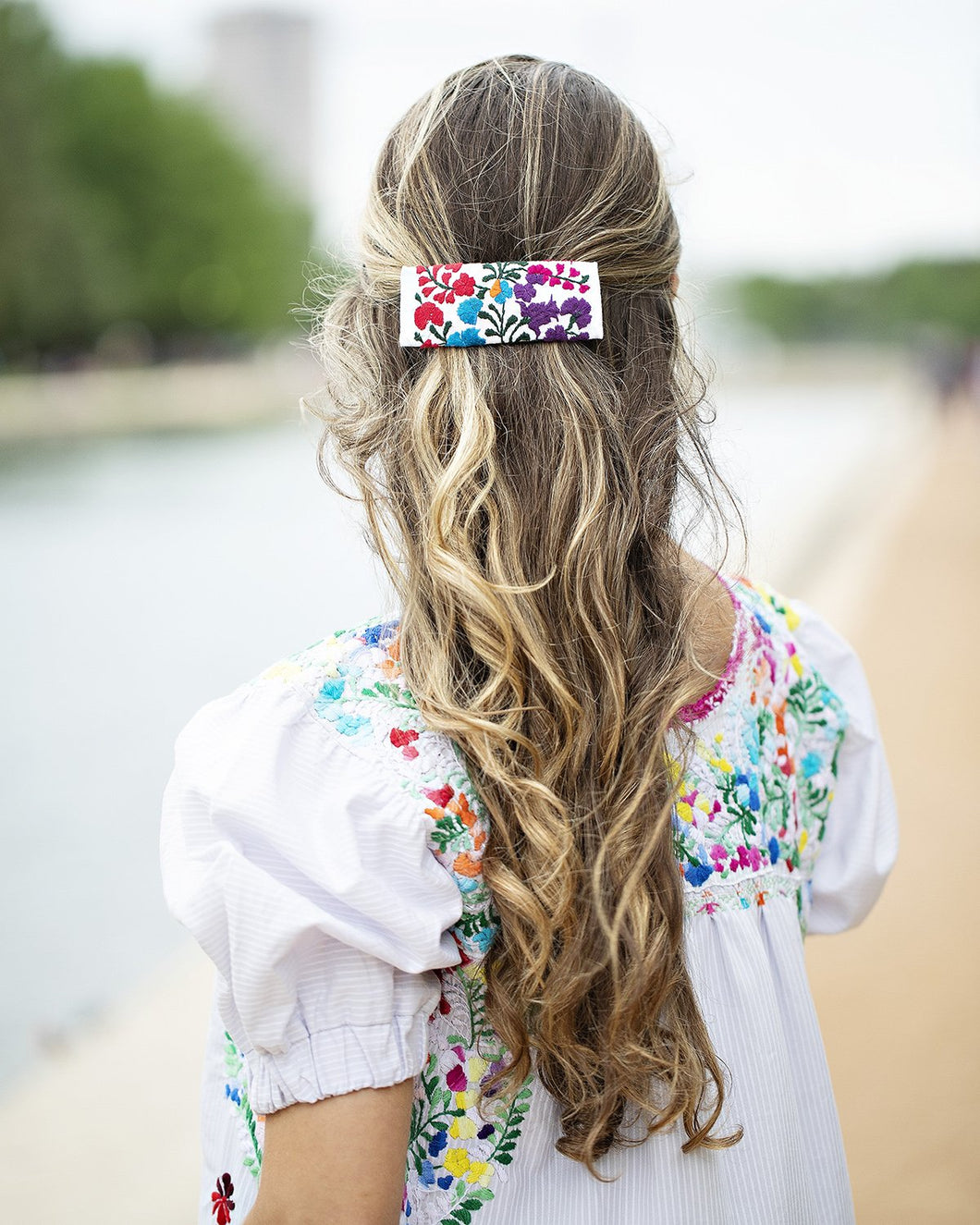 Hair Clip | White with Multicolor