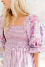 Load image into Gallery viewer, Lauren Dress | Purple Gingham with Purple Ombre

