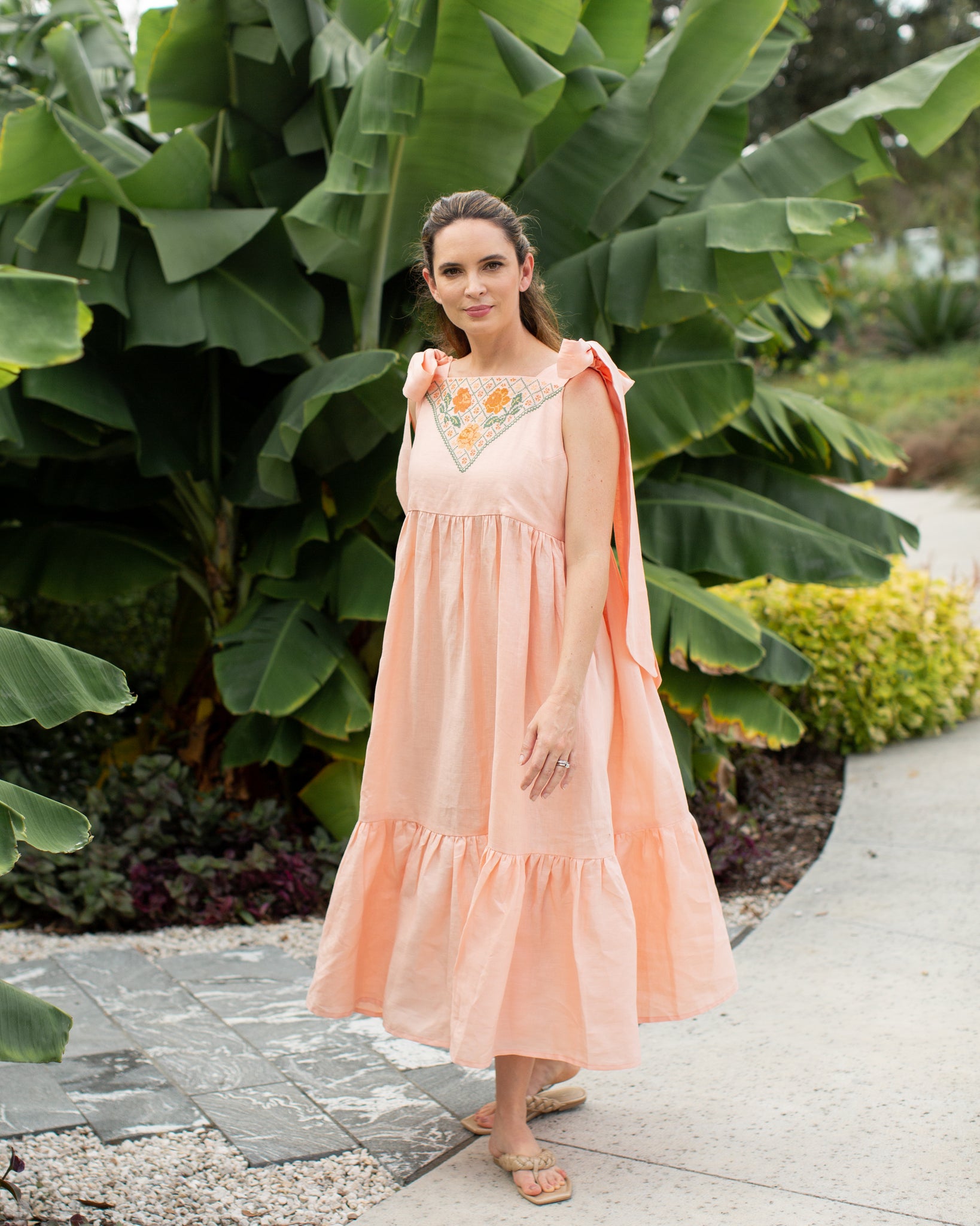 Coral and sale gold dress