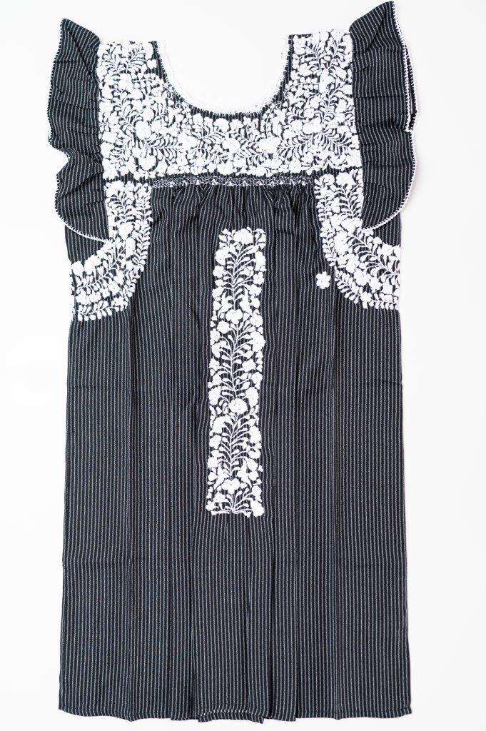 
                  
                    Sara Dress | Black Stripes with White
                  
                