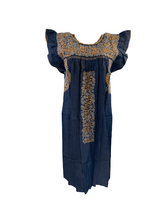 Load image into Gallery viewer, Sara Dress | Dark Chambray with Gray &amp; Gold
