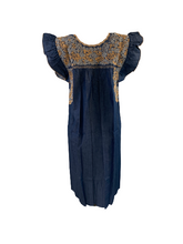 Load image into Gallery viewer, Sara Dress | Dark Chambray with Gray &amp; Gold
