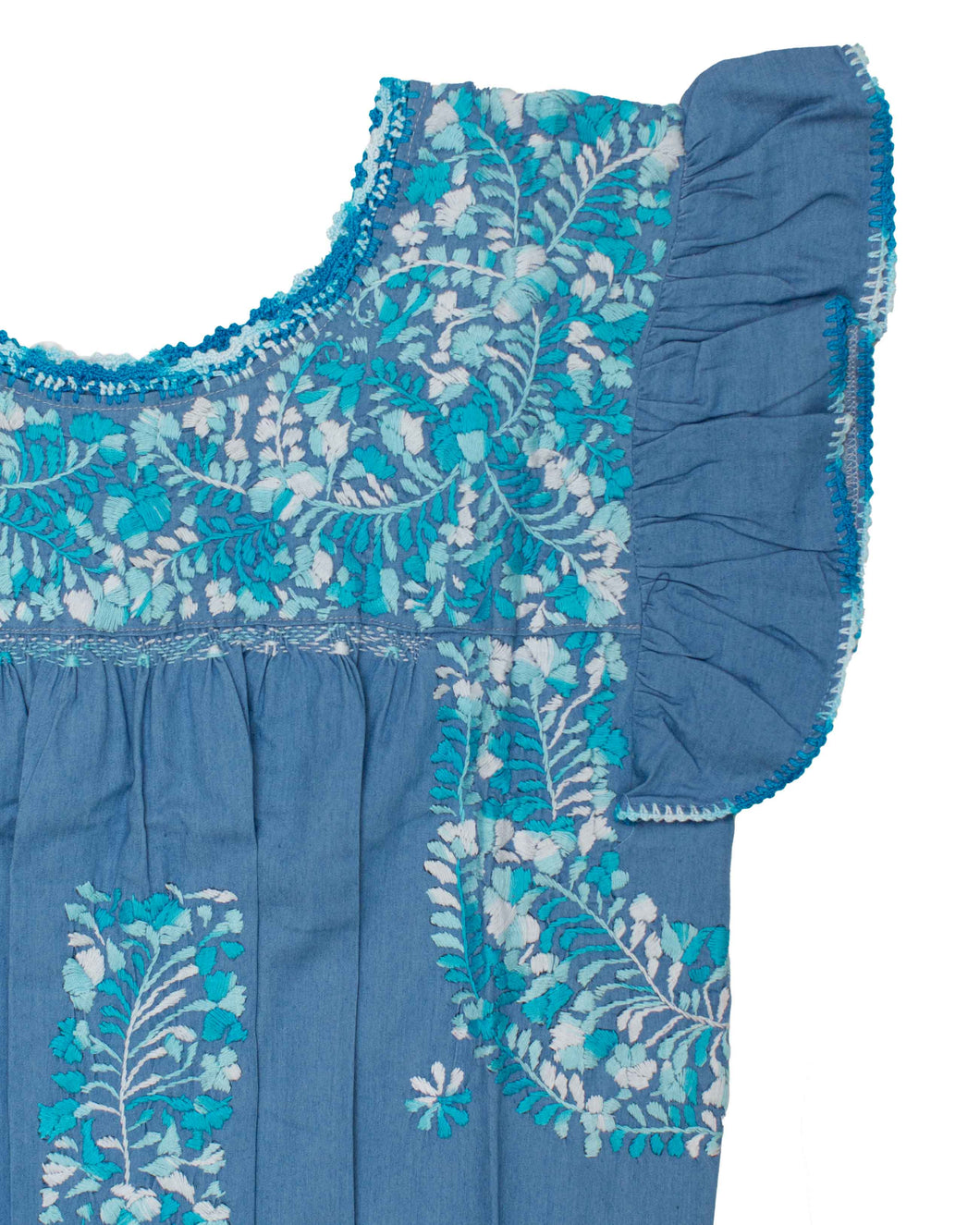 Sara Dress | Blue Chambray with Teal Ombre