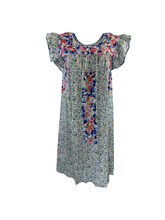 Load image into Gallery viewer, Sara Dress | Green Floral with Red &amp; Blue Ombre
