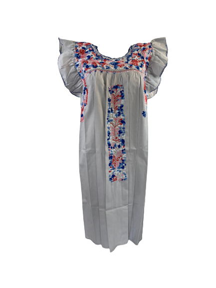 Sara Dress | Light Gray with Red & Blue Ombre
