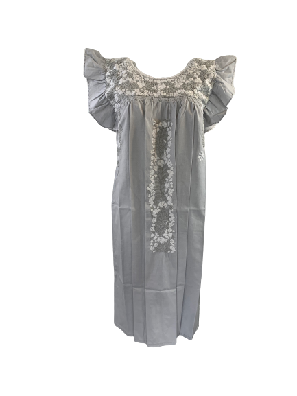 Sara Dress | Light Gray with White