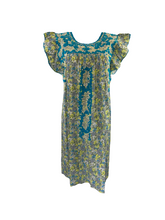 Load image into Gallery viewer, Sara Dress | Green &amp; Yellow Floral with Teal
