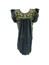 Load image into Gallery viewer, Sara Dress | Gray Linen with White &amp; Green
