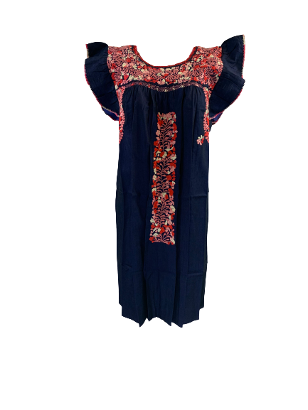 Sara Dress | Navy with Red & Pink Ombre - All Sales Final