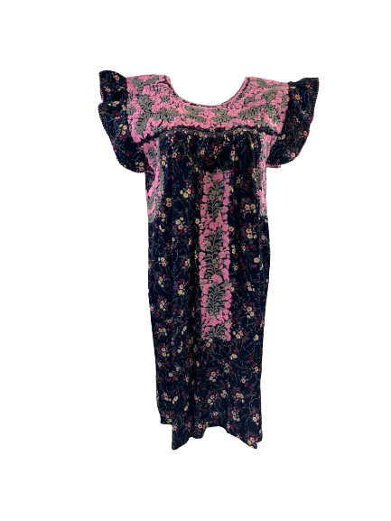 Sara Dress | Navy Floral with Pink & Gray