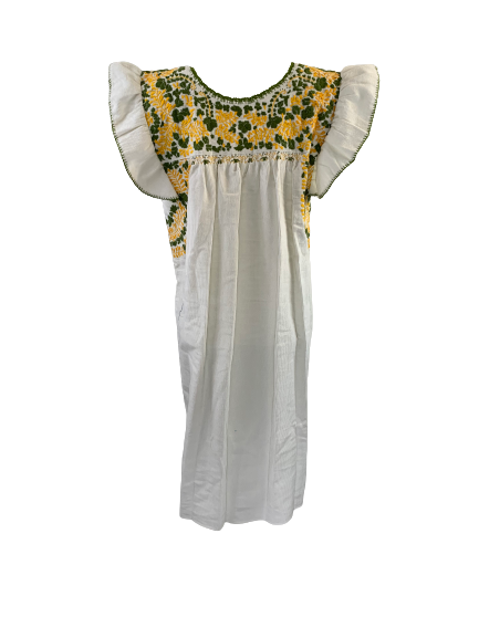 
                  
                    Sara Dress | White Corduroy with Green & Yellow
                  
                