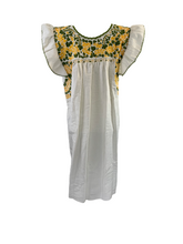 Load image into Gallery viewer, Sara Dress | White Corduroy with Green &amp; Yellow

