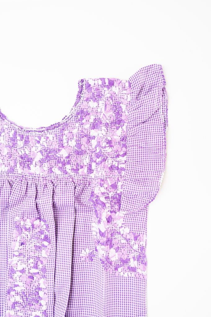 Sara Dress | Purple Gingham with Purple Ombre