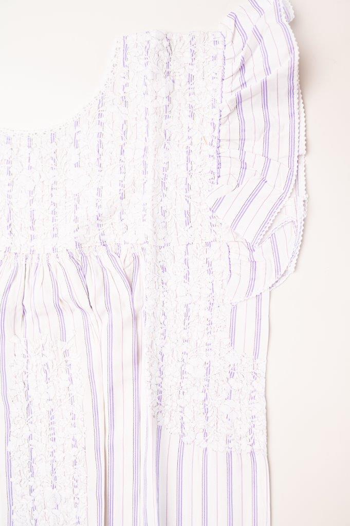 Sara Dress | Purple Stripes with White